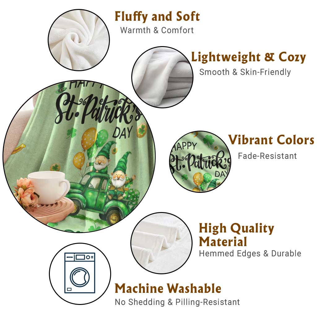 Happy St Patrick's Day Gnomes Welcome Throw Blanket Lucky Shamrock Gnomies Patio Decor TS02 Print Your Wear