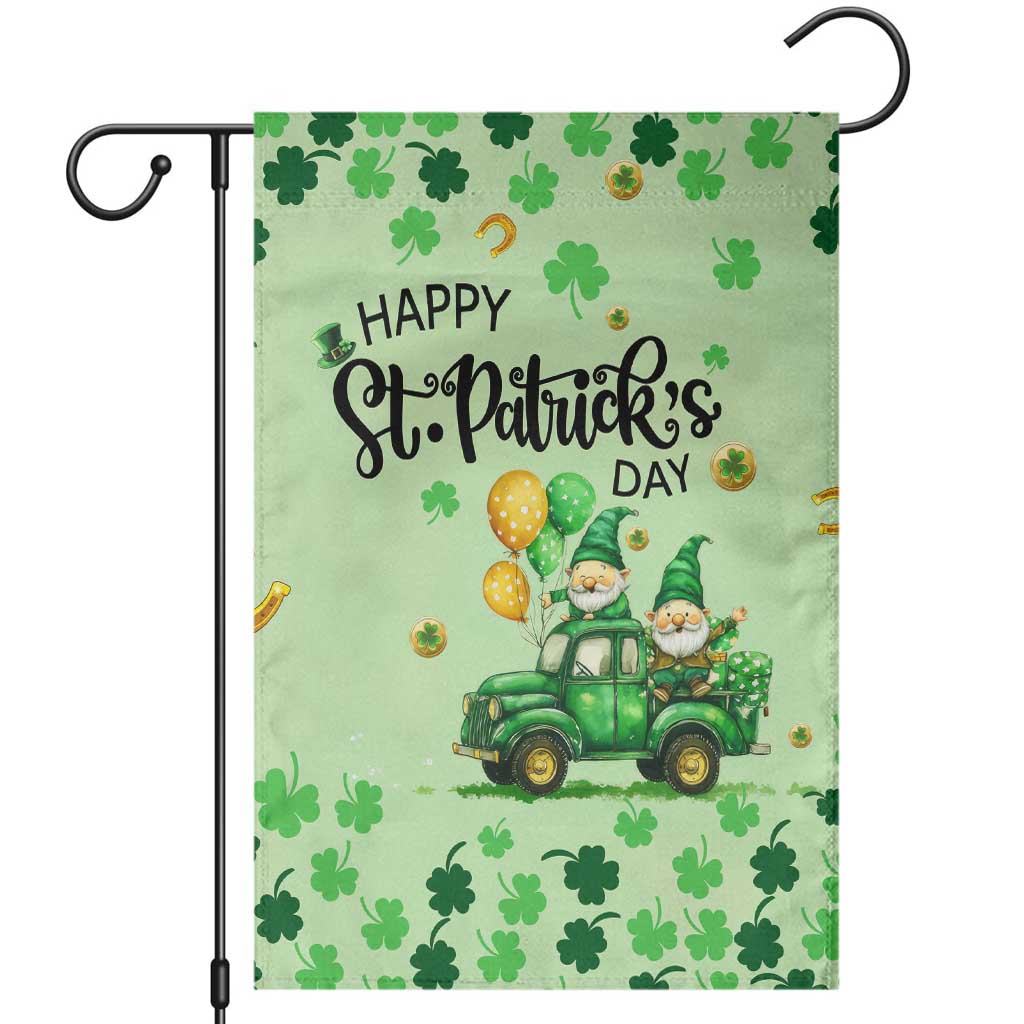 Happy St Patrick's Day Gnomes Welcome Garden Flag Lucky Shamrock Gnomies Patio Decor TS02 Green Print Your Wear