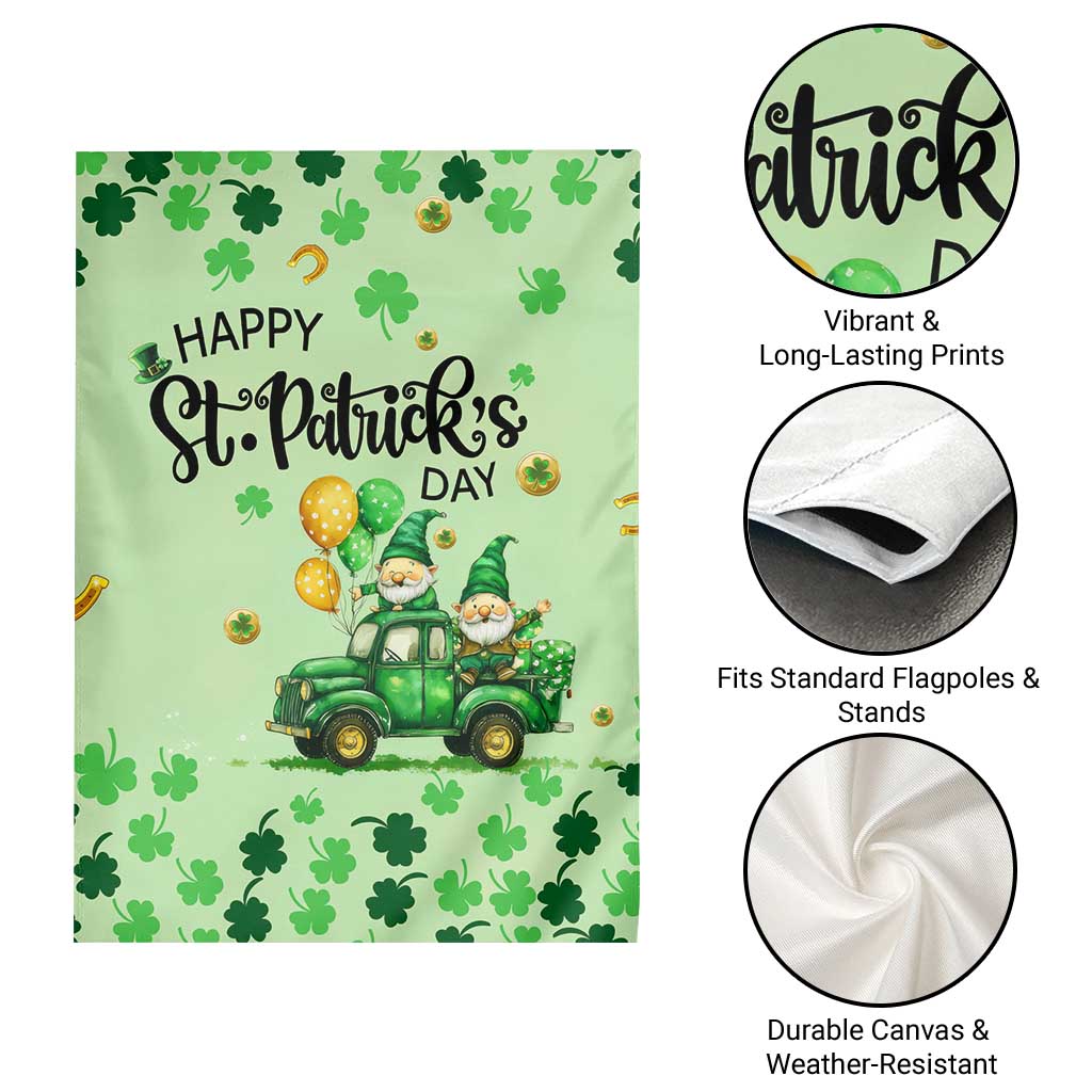 Happy St Patrick's Day Gnomes Welcome Garden Flag Lucky Shamrock Gnomies Patio Decor TS02 Print Your Wear