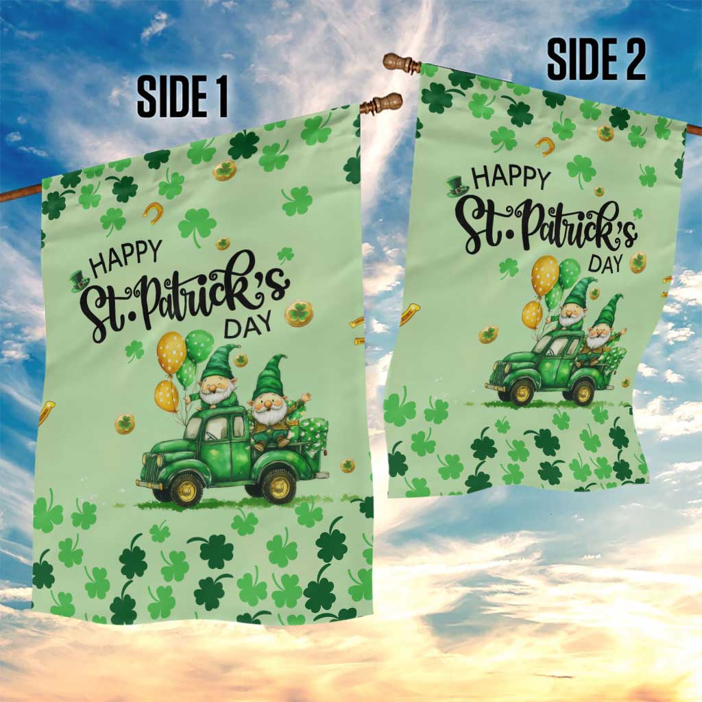 Happy St Patrick's Day Gnomes Welcome Garden Flag Lucky Shamrock Gnomies Patio Decor TS02 Print Your Wear
