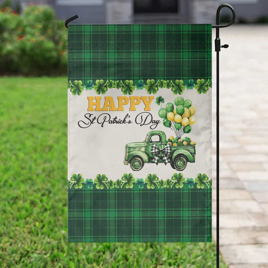 Happy St Patrick's Day Lucky Shamrocks Truck Garden Flag Welcome Green Buffalo Plaid Yard Patio Decor TS02 Print Your Wear