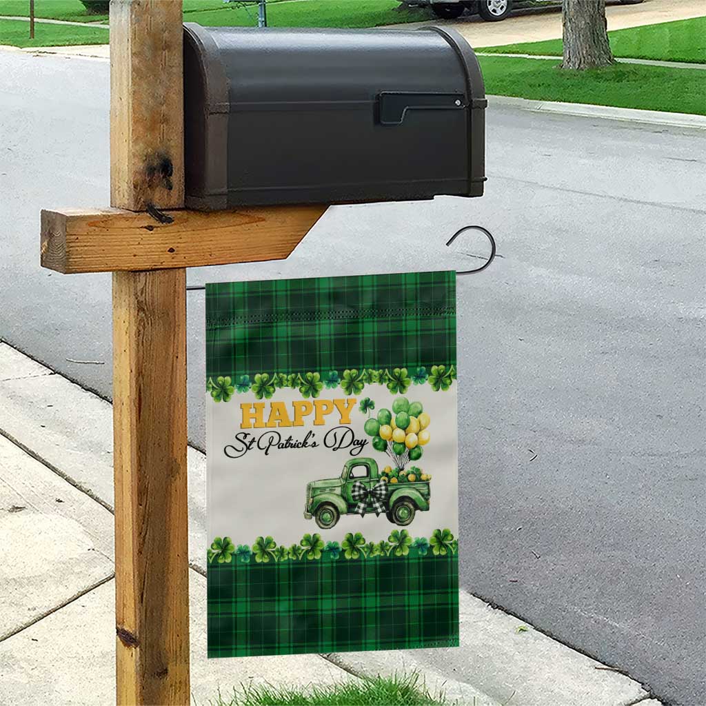 Happy St Patrick's Day Lucky Shamrocks Truck Garden Flag Welcome Green Buffalo Plaid Yard Patio Decor TS02 Print Your Wear