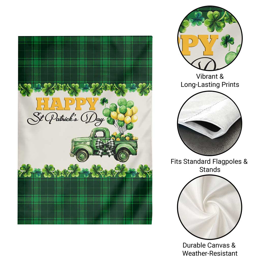 Happy St Patrick's Day Lucky Shamrocks Truck Garden Flag Welcome Green Buffalo Plaid Yard Patio Decor TS02 Print Your Wear