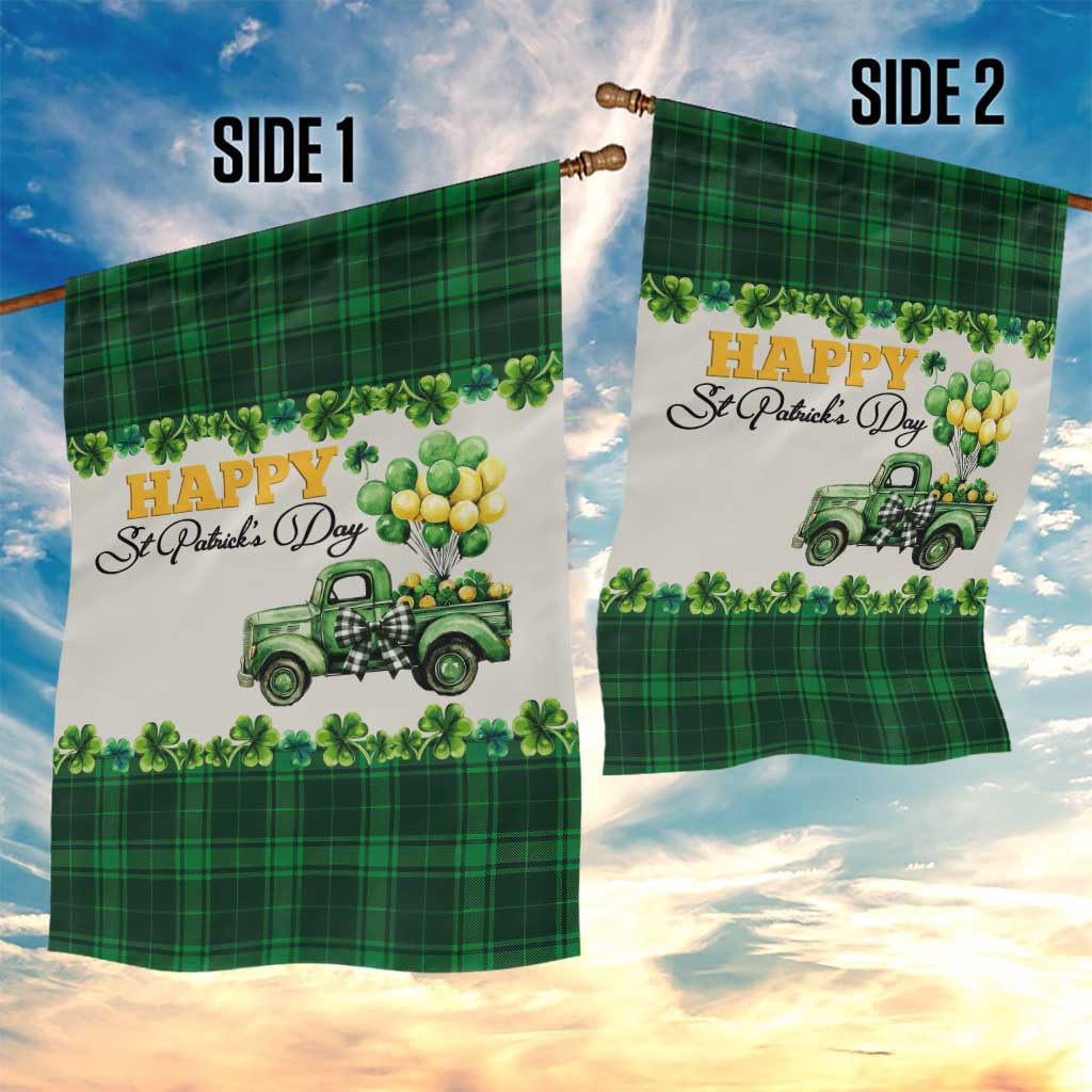 Happy St Patrick's Day Lucky Shamrocks Truck Garden Flag Welcome Green Buffalo Plaid Yard Patio Decor TS02 Print Your Wear
