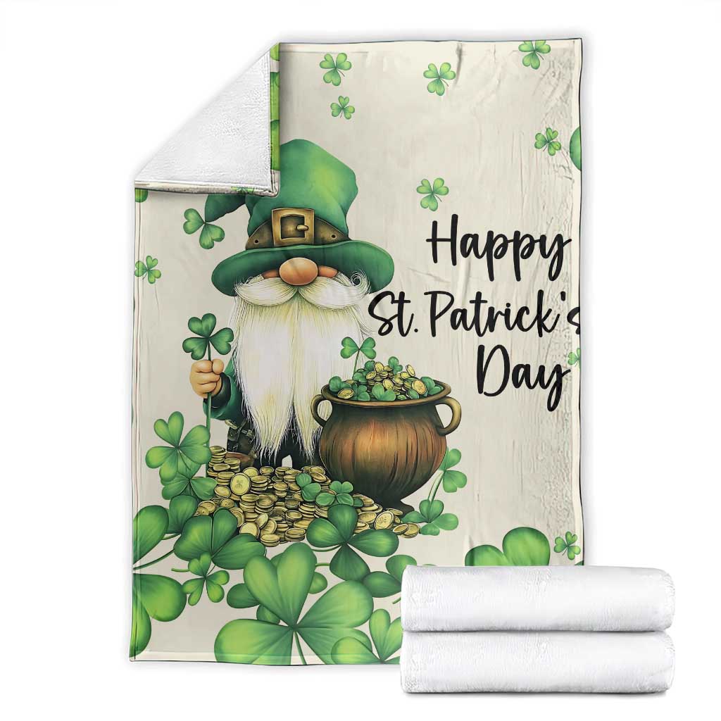 St. Patricks Day Gnome Throw Blanket Lucky Clover Decor TS02 Sand Print Your Wear
