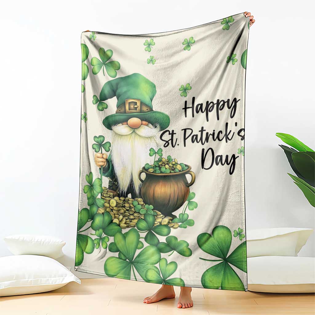 St. Patricks Day Gnome Throw Blanket Lucky Clover Decor TS02 Print Your Wear