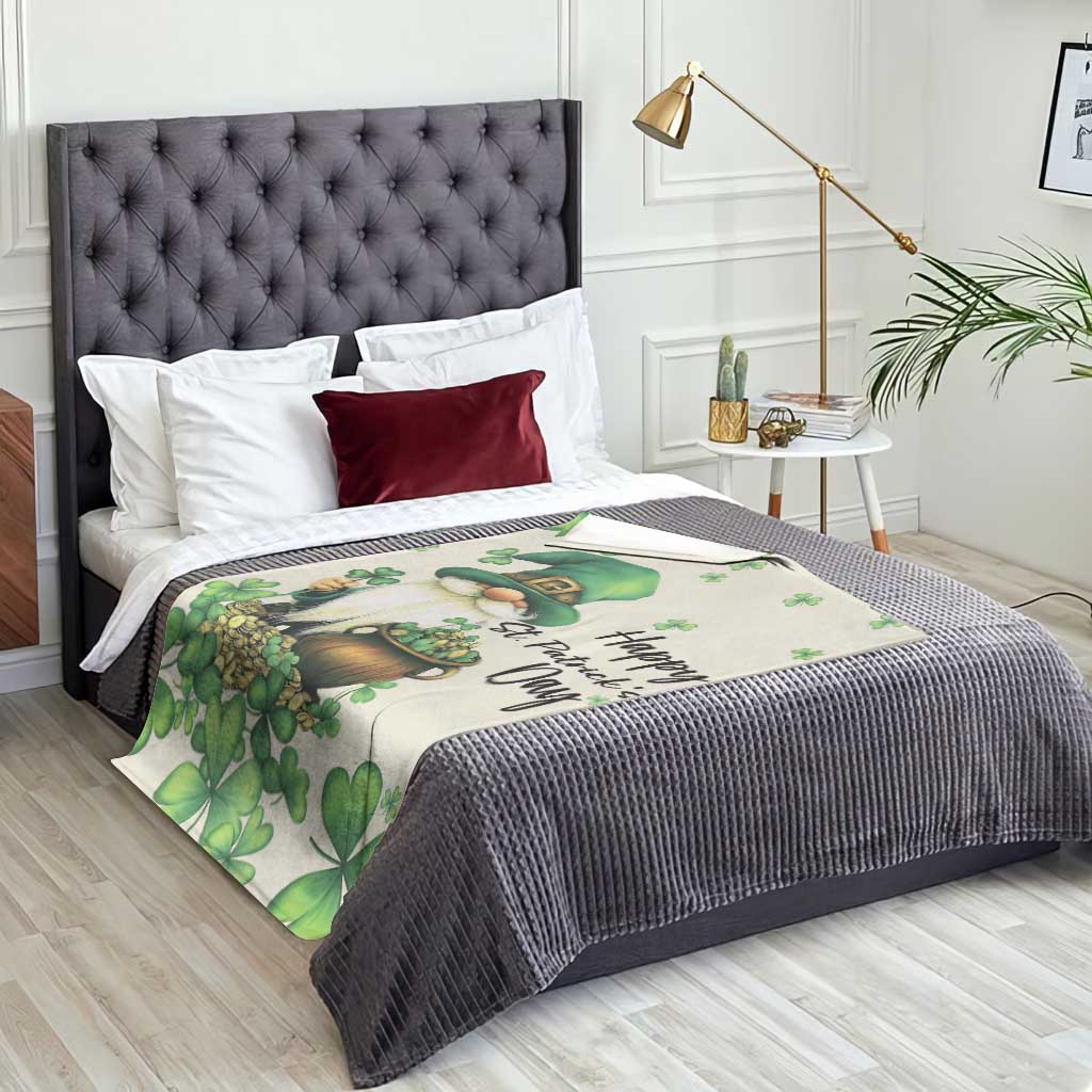 St. Patricks Day Gnome Throw Blanket Lucky Clover Decor TS02 Print Your Wear