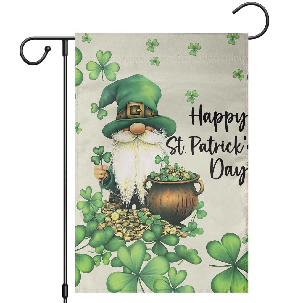 St. Patricks Day Gnome Garden Flag Lucky Clover Decor TS02 Sand Print Your Wear