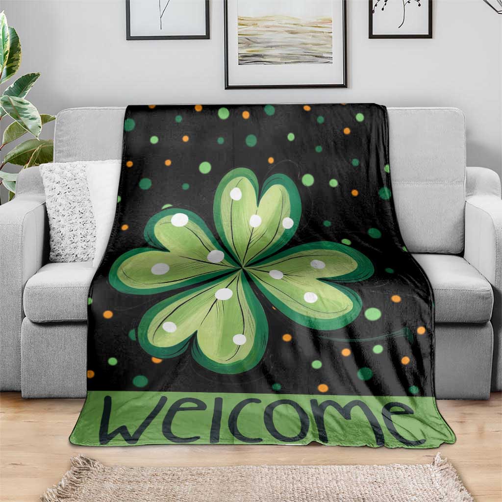 Green Dot Shamrock Welcome Throw Blanket Lucky Clover St. Patrick's Day Outdoor Decor TS02 Print Your Wear