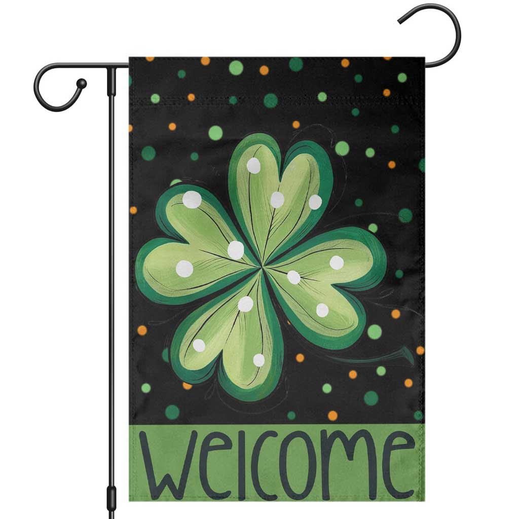 Green Dot Shamrock Welcome Garden Flag Lucky Clover St. Patrick's Day Outdoor Decor TS02 White Print Your Wear