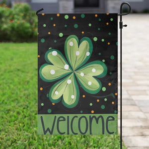 Green Dot Shamrock Welcome Garden Flag Lucky Clover St. Patrick's Day Outdoor Decor TS02 Print Your Wear