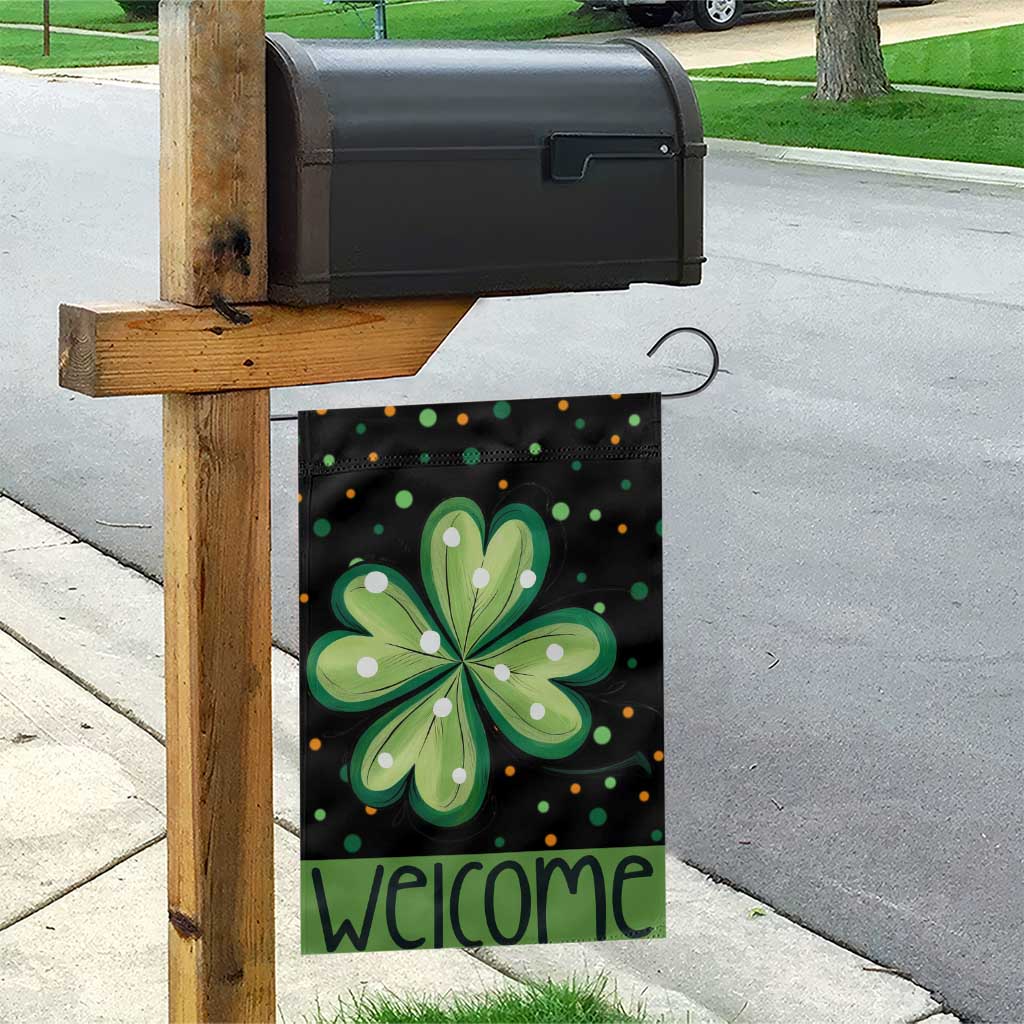 Green Dot Shamrock Welcome Garden Flag Lucky Clover St. Patrick's Day Outdoor Decor TS02 Print Your Wear