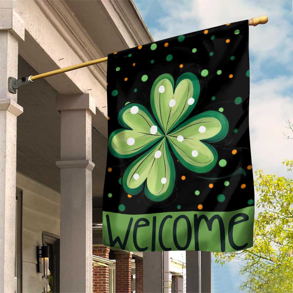 Green Dot Shamrock Welcome Garden Flag Lucky Clover St. Patrick's Day Outdoor Decor TS02 Print Your Wear