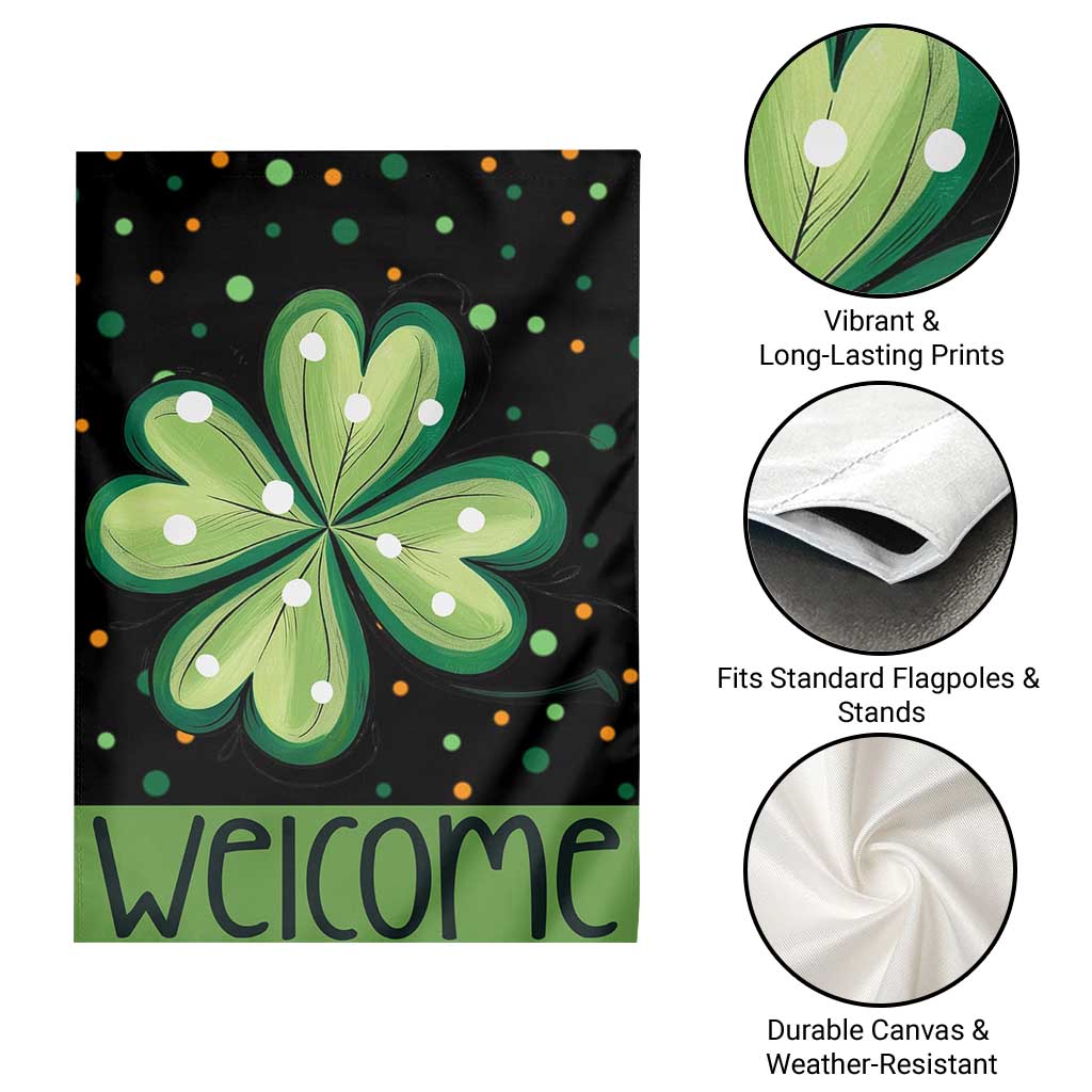 Green Dot Shamrock Welcome Garden Flag Lucky Clover St. Patrick's Day Outdoor Decor TS02 Print Your Wear