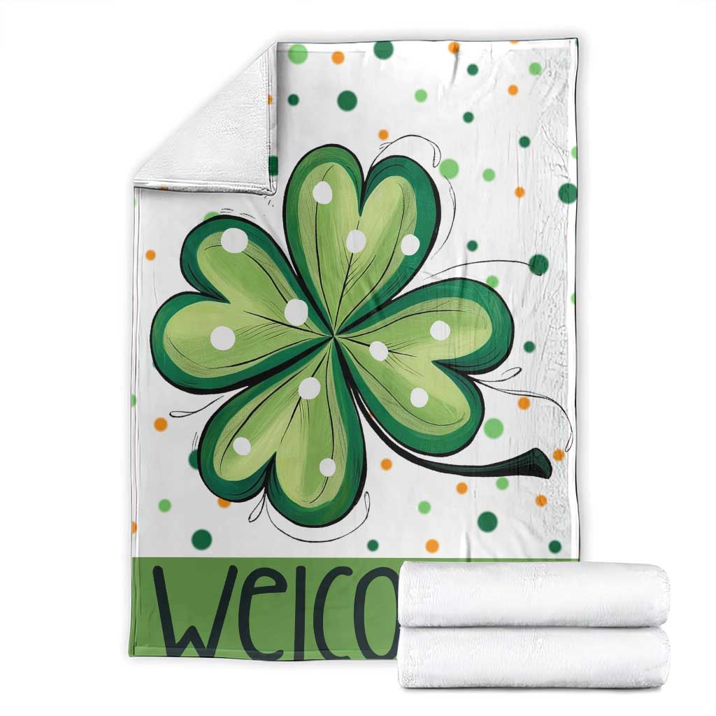 Lucky Shamrock Welcome Throw Blanket Green Dot Clover St. Patrick's Day Outdoor Decor TS02 Black Print Your Wear