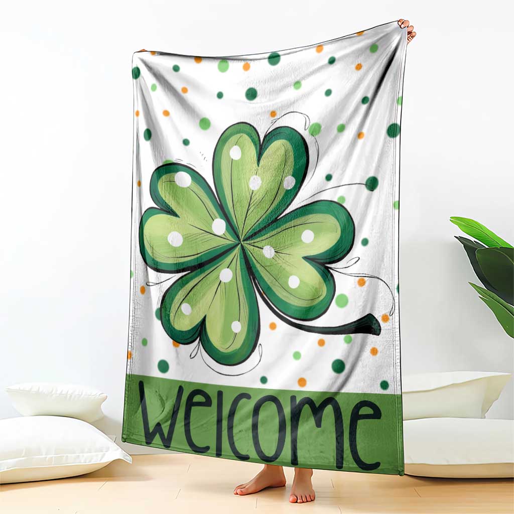Lucky Shamrock Welcome Throw Blanket Green Dot Clover St. Patrick's Day Outdoor Decor TS02 Print Your Wear