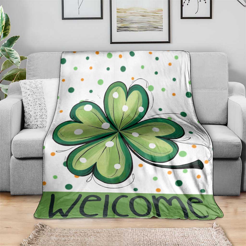 Lucky Shamrock Welcome Throw Blanket Green Dot Clover St. Patrick's Day Outdoor Decor TS02 Print Your Wear