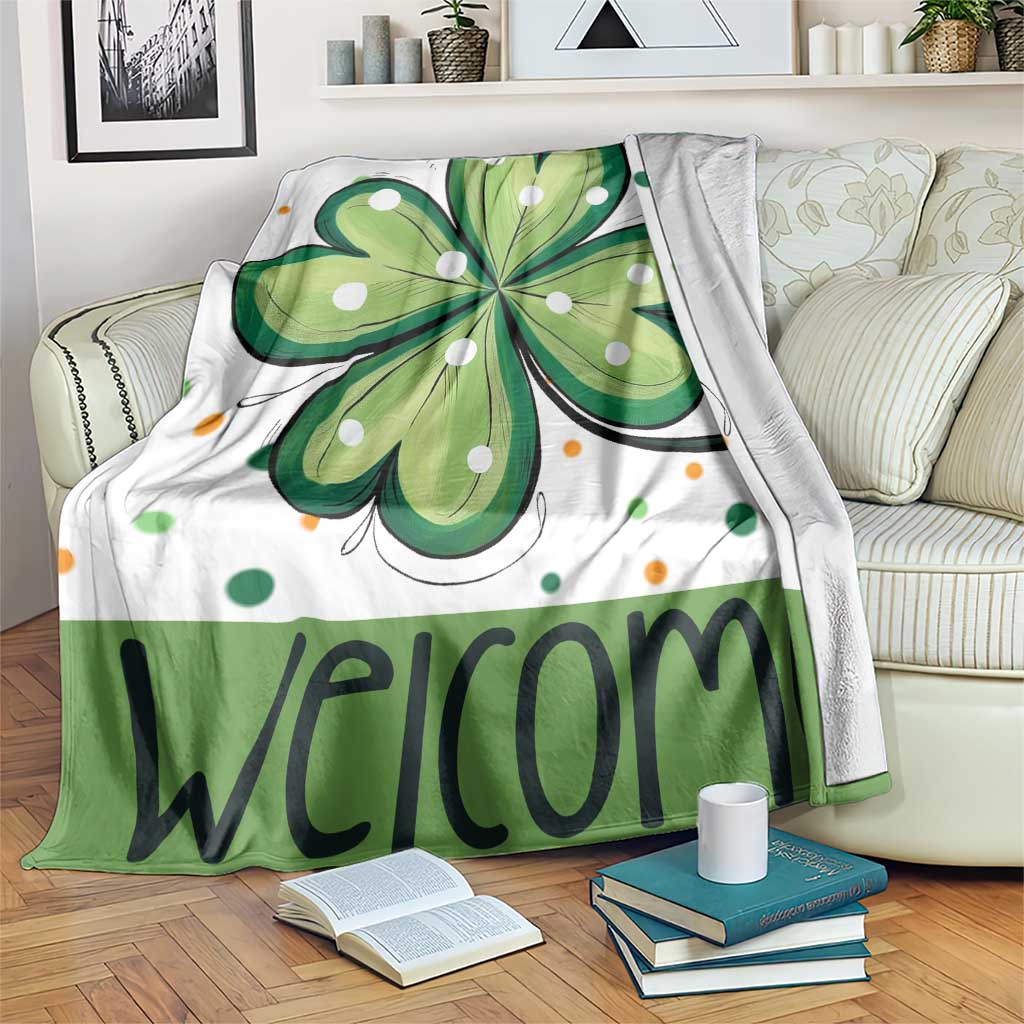 Lucky Shamrock Welcome Throw Blanket Green Dot Clover St. Patrick's Day Outdoor Decor TS02 Print Your Wear