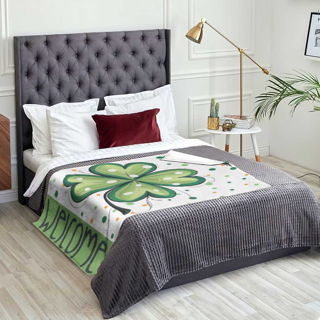Lucky Shamrock Welcome Throw Blanket Green Dot Clover St. Patrick's Day Outdoor Decor TS02 Print Your Wear