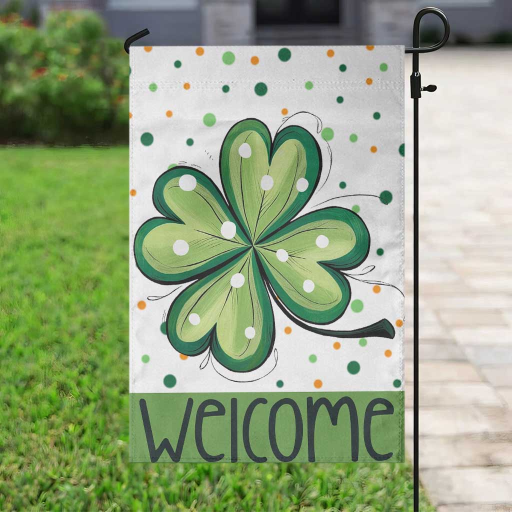 Lucky Shamrock Welcome Garden Flag Green Dot Clover St. Patrick's Day Outdoor Decor TS02 Print Your Wear