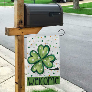 Lucky Shamrock Welcome Garden Flag Green Dot Clover St. Patrick's Day Outdoor Decor TS02 Print Your Wear