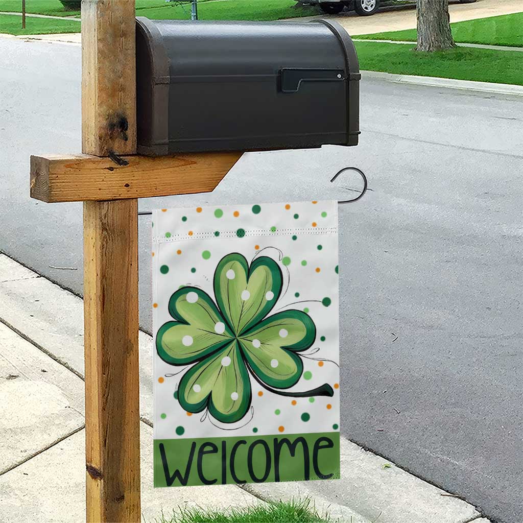 Lucky Shamrock Welcome Garden Flag Green Dot Clover St. Patrick's Day Outdoor Decor TS02 Print Your Wear