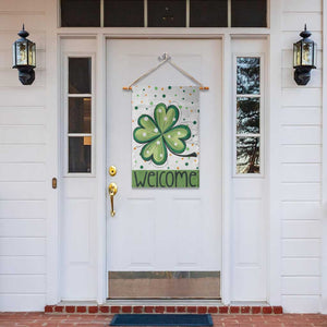 Lucky Shamrock Welcome Garden Flag Green Dot Clover St. Patrick's Day Outdoor Decor TS02 Print Your Wear