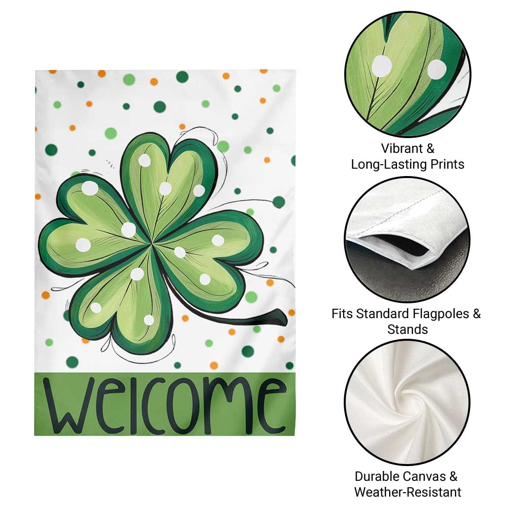 Lucky Shamrock Welcome Garden Flag Green Dot Clover St. Patrick's Day Outdoor Decor TS02 Print Your Wear