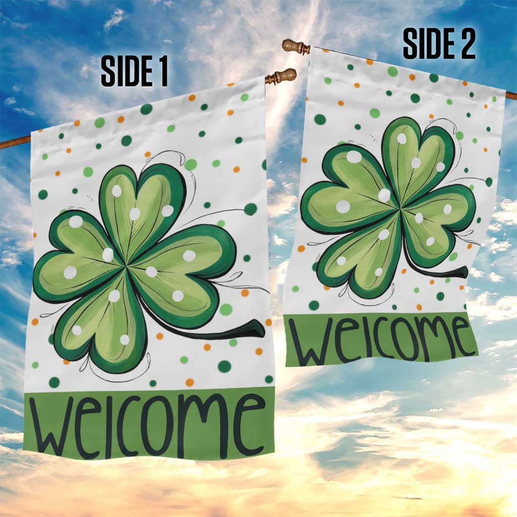 Lucky Shamrock Welcome Garden Flag Green Dot Clover St. Patrick's Day Outdoor Decor TS02 Print Your Wear