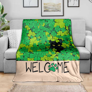 Black Cat Clover Welcome Flag Throw Blanket St. Patricks Day Garden Banner TS02 Print Your Wear
