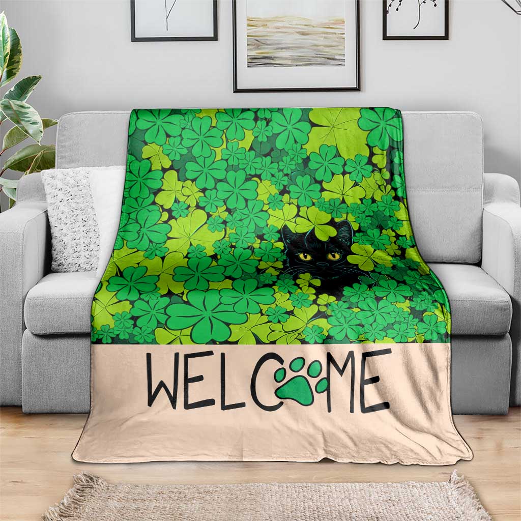 Black Cat Clover Welcome Flag Throw Blanket St. Patricks Day Garden Banner TS02 Print Your Wear