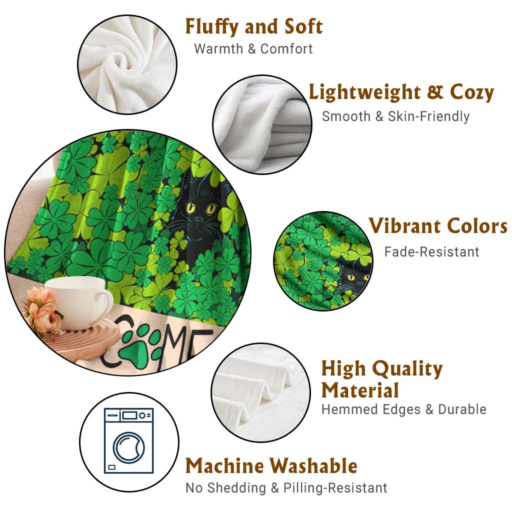 Black Cat Clover Welcome Flag Throw Blanket St. Patricks Day Garden Banner TS02 Print Your Wear