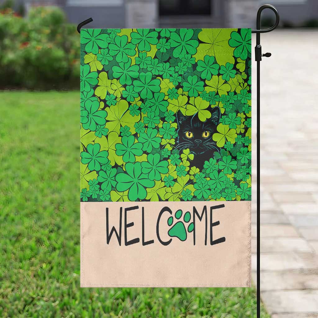 Black Cat Clover Welcome Flag Garden Flag St. Patricks Day Garden Banner TS02 Print Your Wear