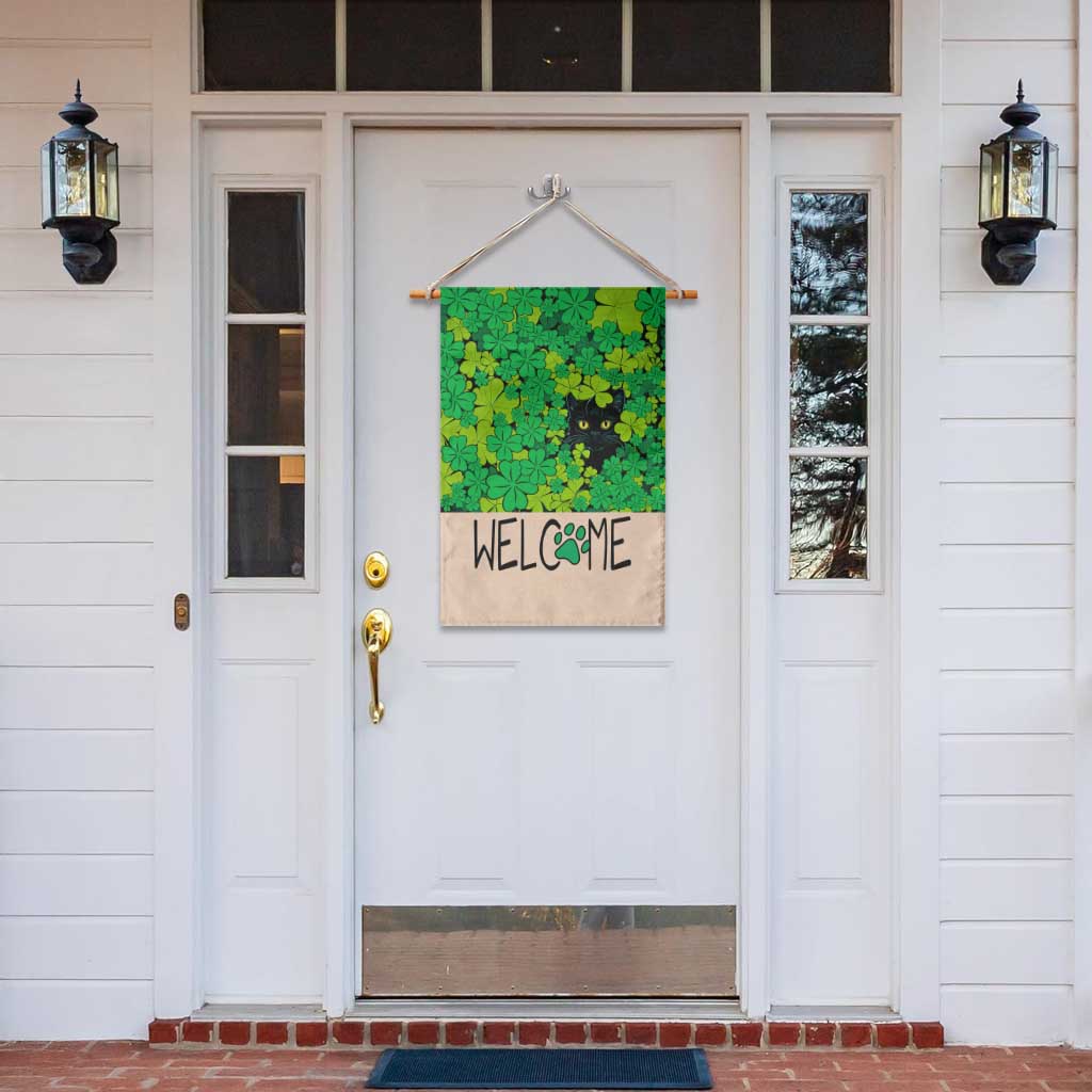 Black Cat Clover Welcome Flag Garden Flag St. Patricks Day Garden Banner TS02 Print Your Wear