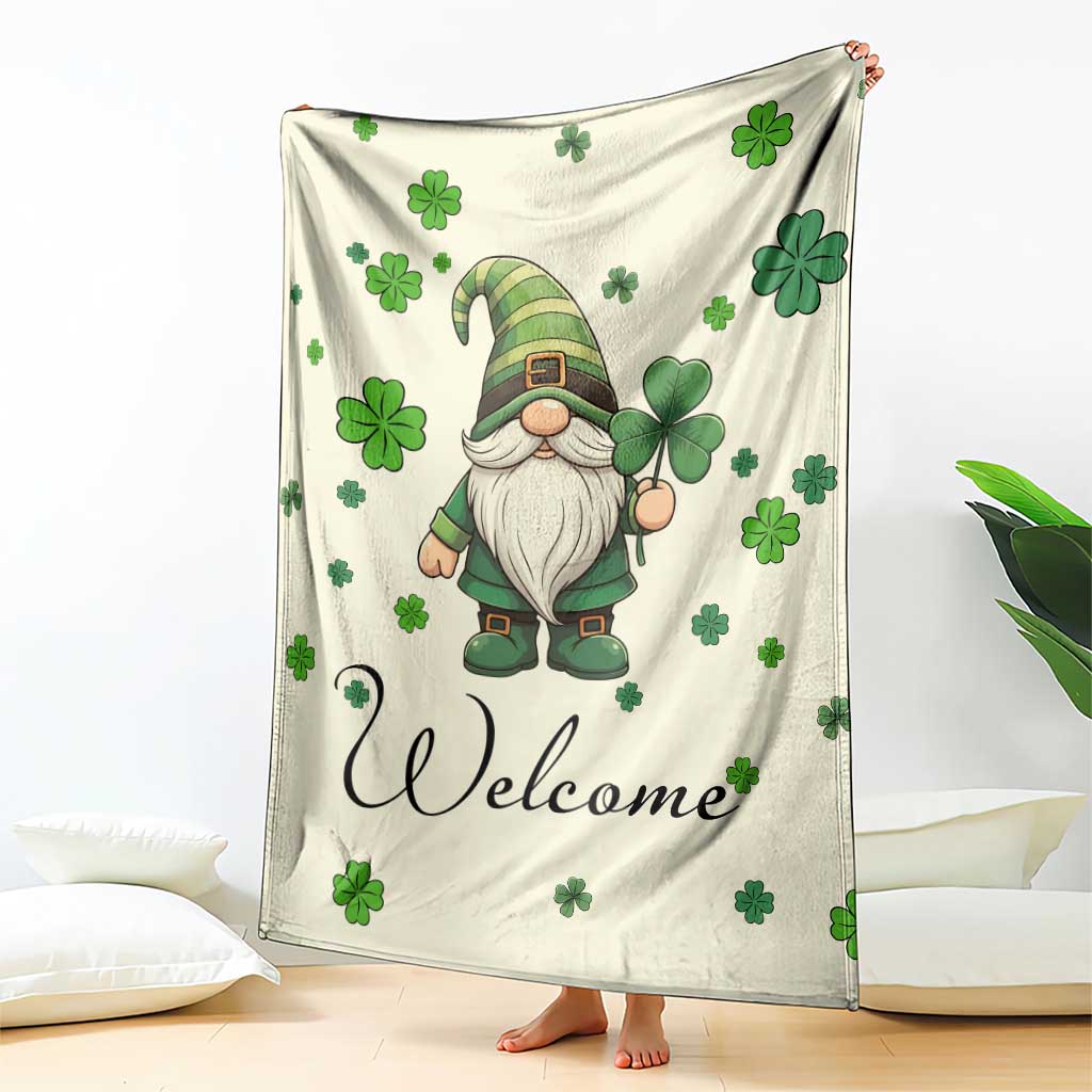 St. Patricks Day Gnome Welcome Throw Blanket Lucky Irish Shamrocks TS02 Print Your Wear