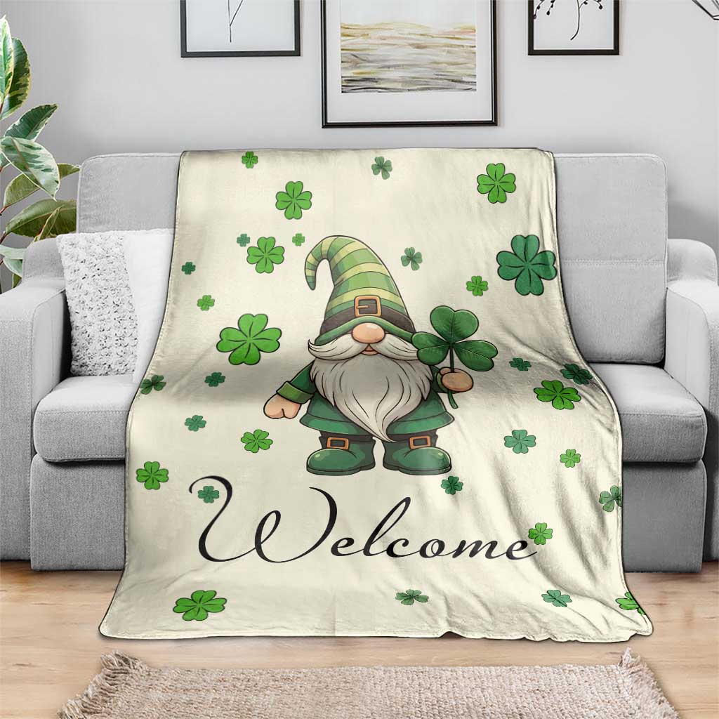 St. Patricks Day Gnome Welcome Throw Blanket Lucky Irish Shamrocks TS02 Print Your Wear