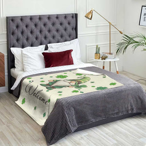 St. Patricks Day Gnome Welcome Throw Blanket Lucky Irish Shamrocks TS02 Print Your Wear
