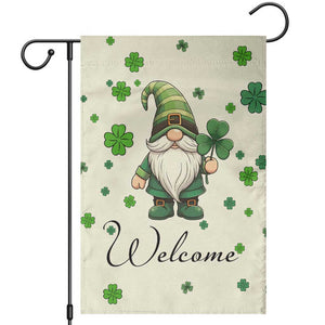 St. Patricks Day Gnome Welcome Garden Flag Lucky Irish Shamrocks TS02 Beige Print Your Wear