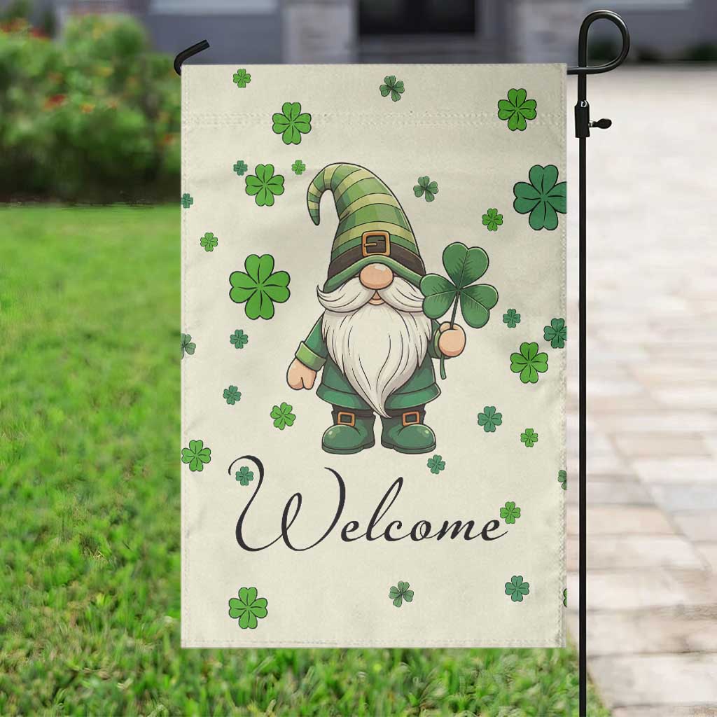 St. Patricks Day Gnome Welcome Garden Flag Lucky Irish Shamrocks TS02 Print Your Wear
