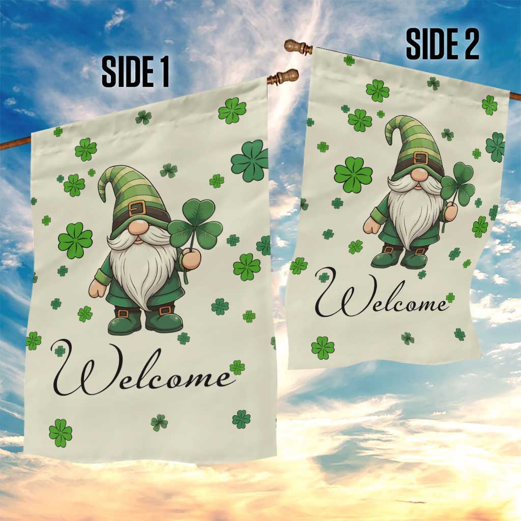 St. Patricks Day Gnome Welcome Garden Flag Lucky Irish Shamrocks TS02 Print Your Wear