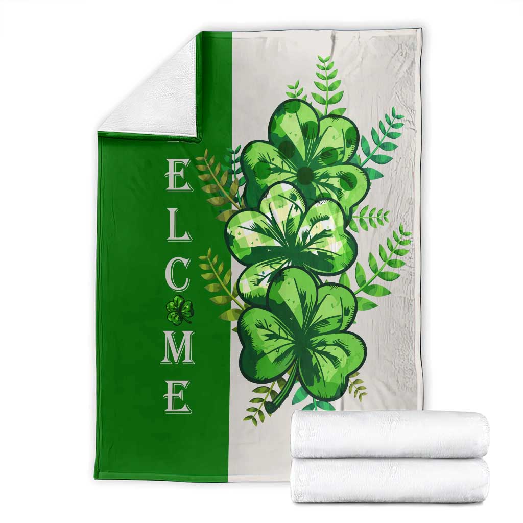 Lucky Shamrocks Welcome Throw Blanket Green Buffalo Plaid Holiday Yard Decor TS02 Green Print Your Wear