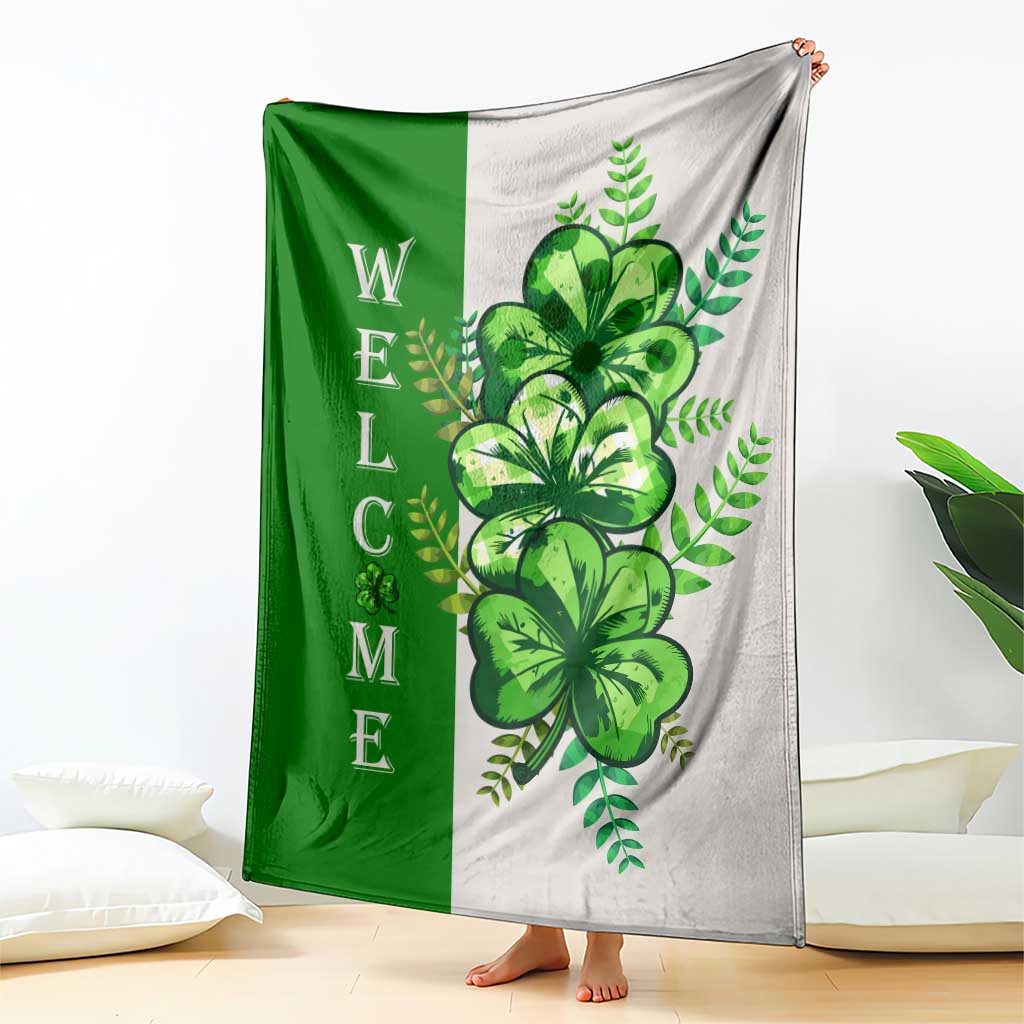 Lucky Shamrocks Welcome Throw Blanket Green Buffalo Plaid Holiday Yard Decor TS02 Print Your Wear