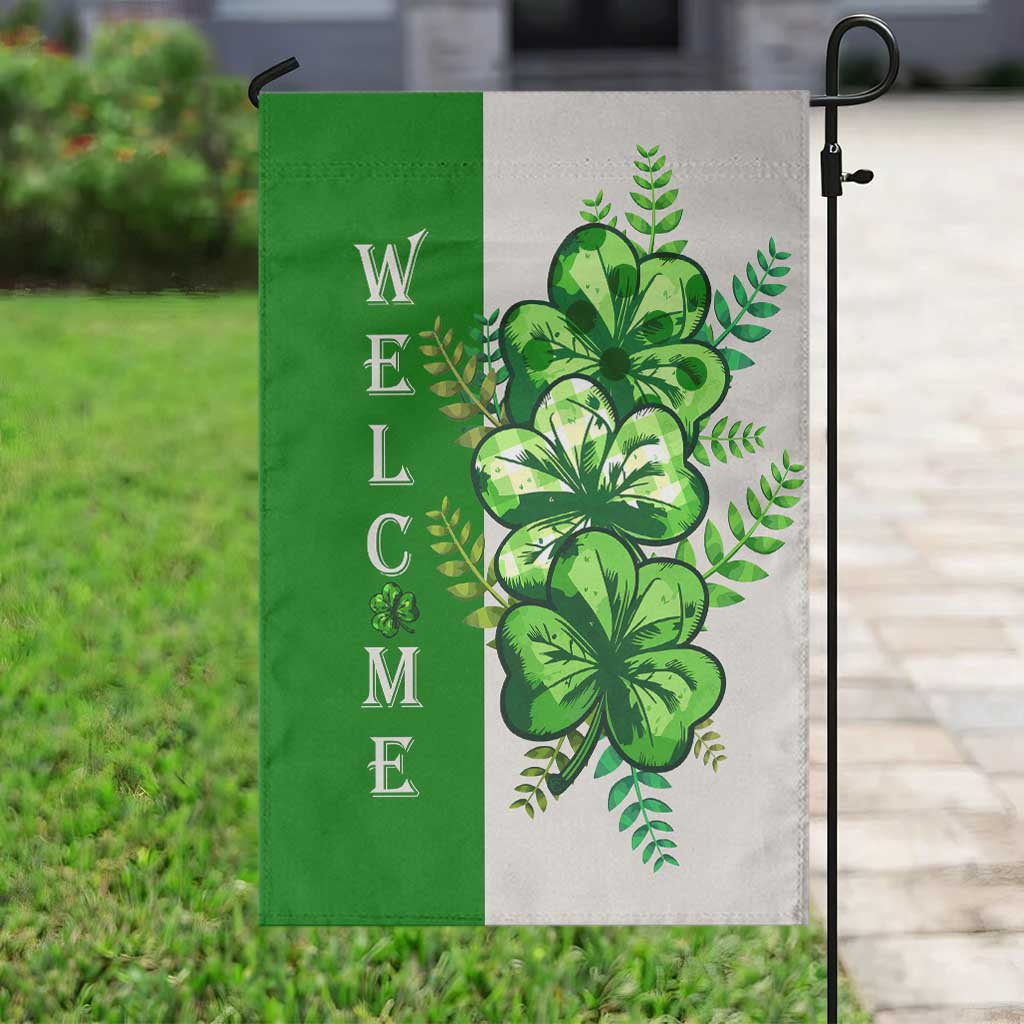 Lucky Shamrocks Welcome Garden Flag Green Buffalo Plaid Holiday Yard Decor TS02 Print Your Wear