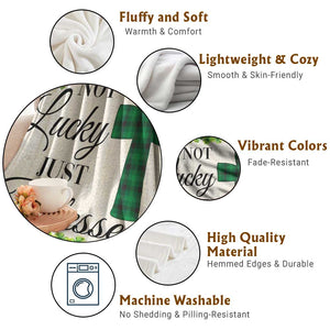 Christian Lucky Shamrocks Throw Blanket Not Lucky Just Blessed Buffalo Plaid TS02 Print Your Wear