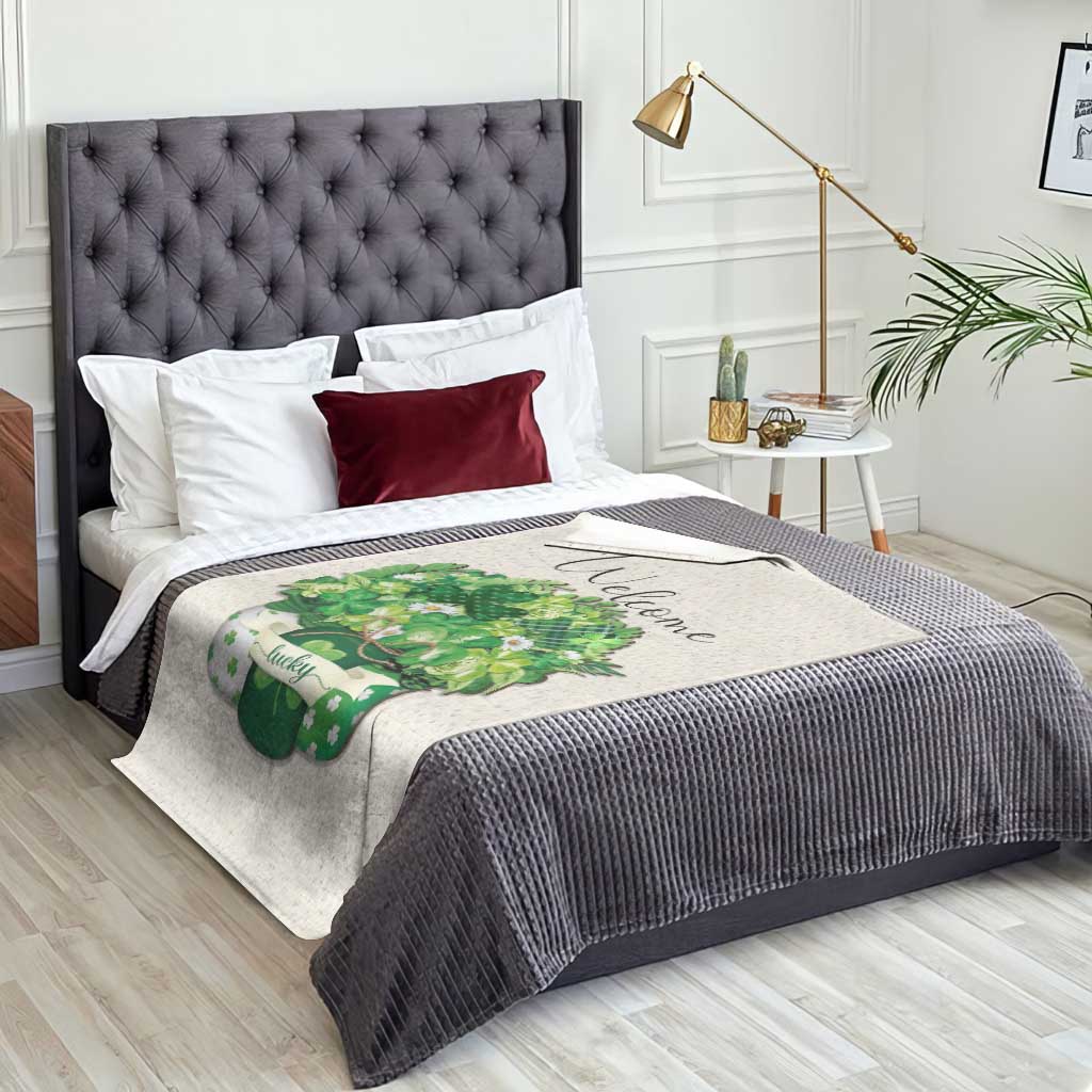 Lucky Irish Shamrocks Mason Jar Throw Blanket Clovers St. Patricks Day Welcome Yard Decor TS02 Print Your Wear