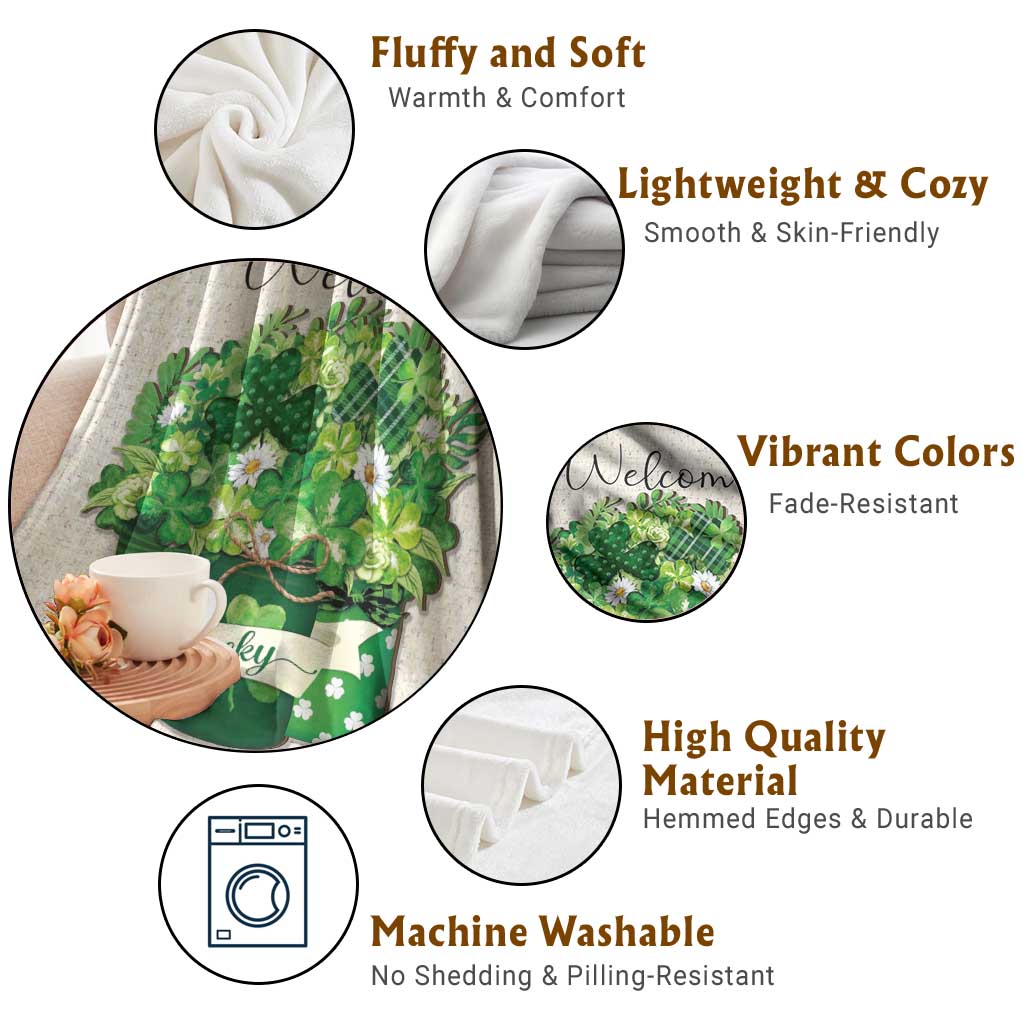 Lucky Irish Shamrocks Mason Jar Throw Blanket Clovers St. Patricks Day Welcome Yard Decor TS02 Print Your Wear