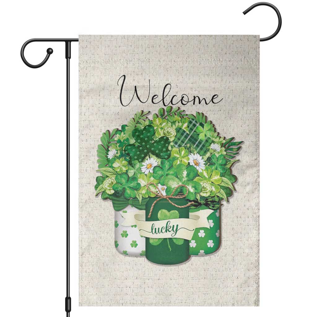 Lucky Irish Shamrocks Mason Jar Garden Flag Clovers St. Patricks Day Welcome Yard Decor TS02 Beige Print Your Wear
