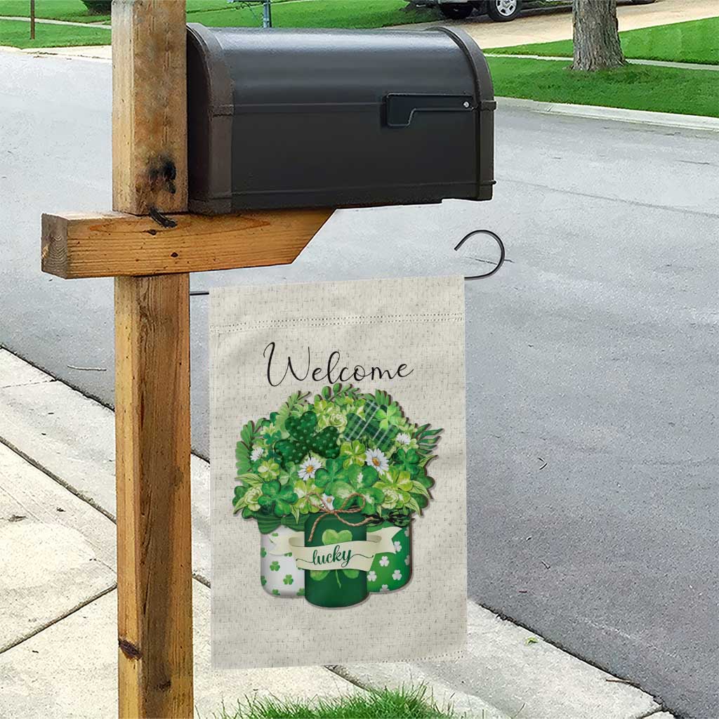 Lucky Irish Shamrocks Mason Jar Garden Flag Clovers St. Patricks Day Welcome Yard Decor TS02 Print Your Wear