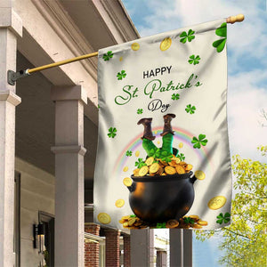 Happy St. Patricks Day Garden Flag Lucky Leprechaun with Gold & Rainbow Yard Decor TS02 Print Your Wear