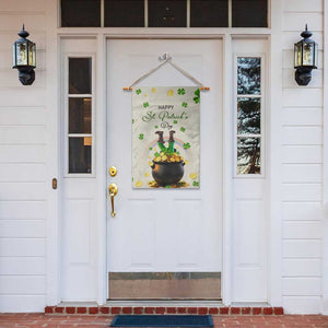 Happy St. Patricks Day Garden Flag Lucky Leprechaun with Gold & Rainbow Yard Decor TS02 Print Your Wear